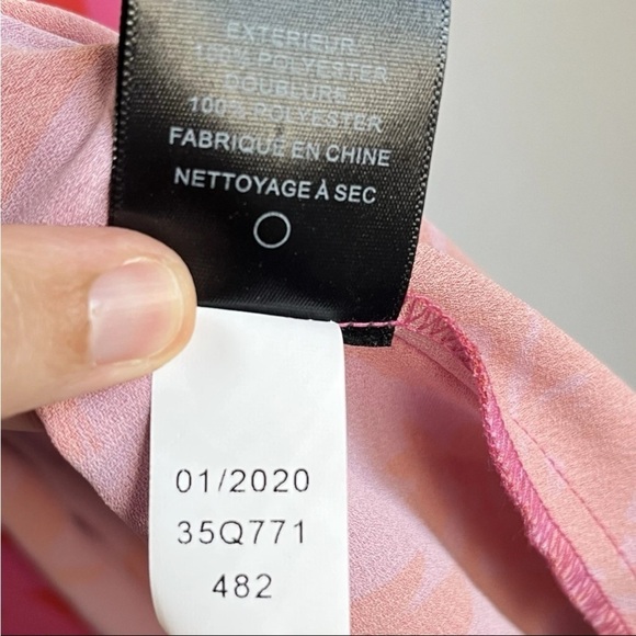 Sam Edelman Sz XS Dress Botanical Tiered Pink Coral Ruffle Midi Wedding Party EC - Picture 9 of 16